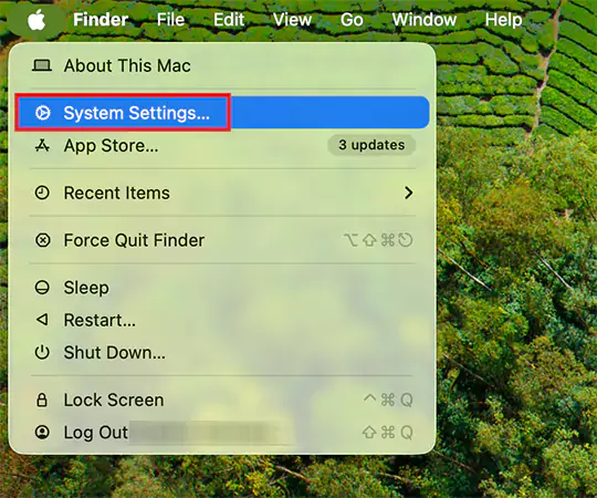 Apple Menu System Settings