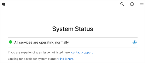 Apple’s System Status Page