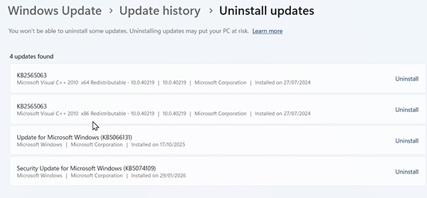 Choose the update