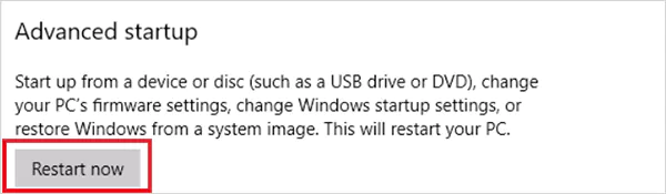Click on Restart Now