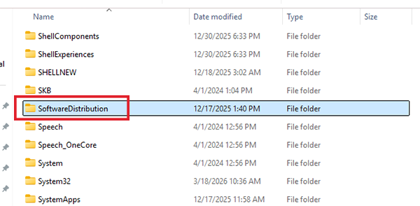 Click on SoftwareDistribution