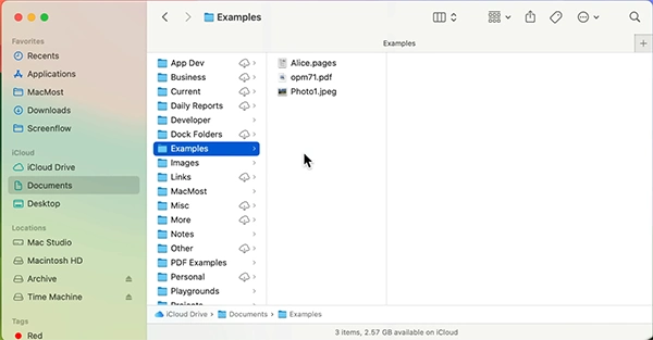 Cursor at the empty space in Finder