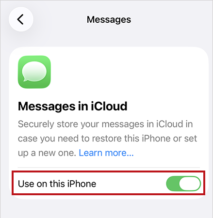 Enable Messages in iCloud
