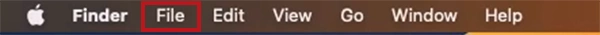 File Menu on Mac
