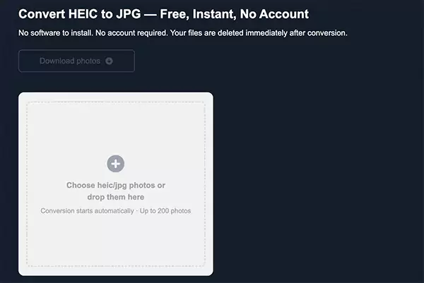 Free online HEIC to JPG converter tool