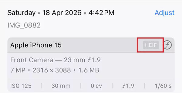 HEIF or HEIC format on iPhone
