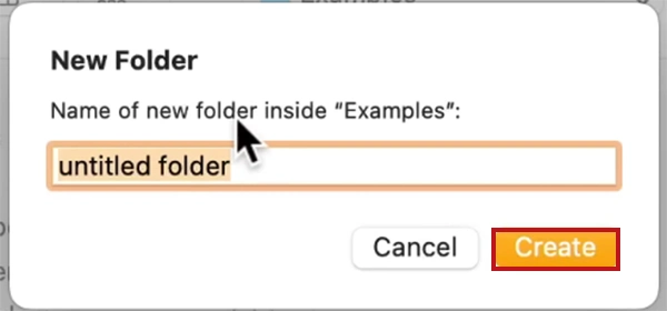 Name the folder and click the Create button