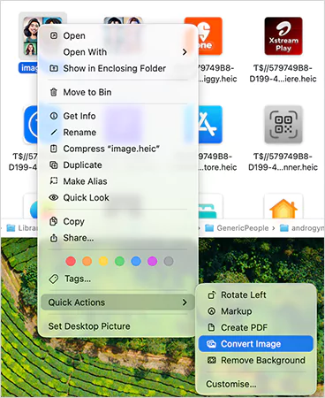 Quick Actions Convert Image