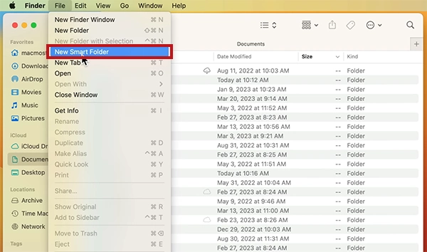 Right-click and select New Smart Folder