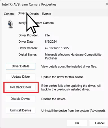 Roll back driver