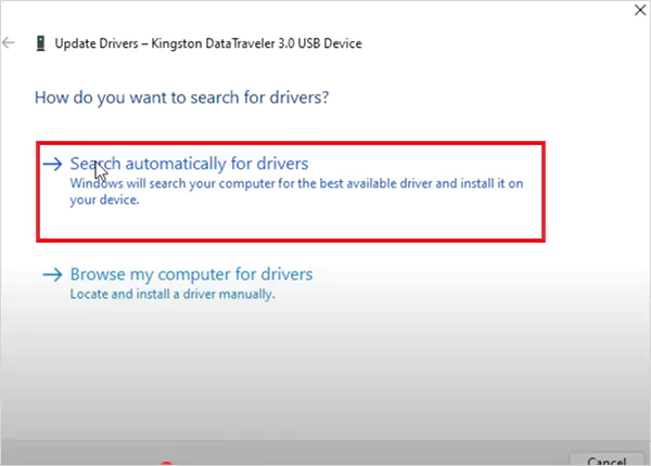 Search automatically for drivers