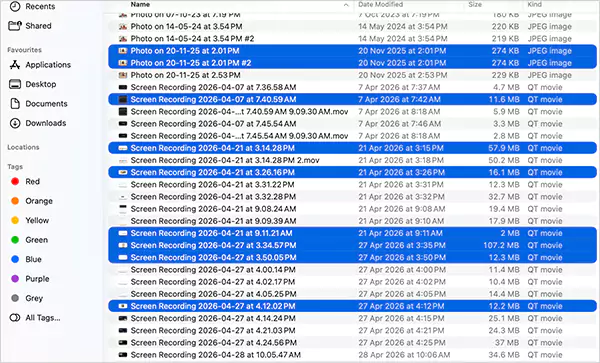 Select non adjacent files