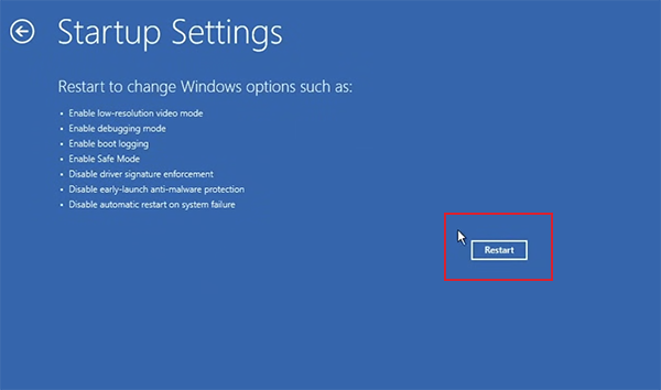 Startup Settings