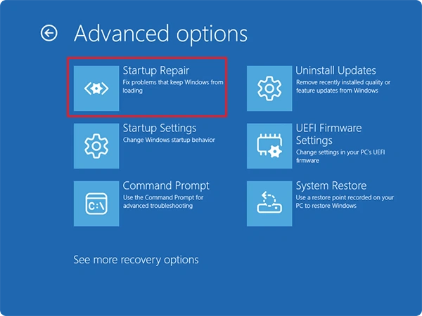 Go to Startup Repair