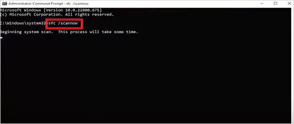 Type sfc scannow in the Command Prompt