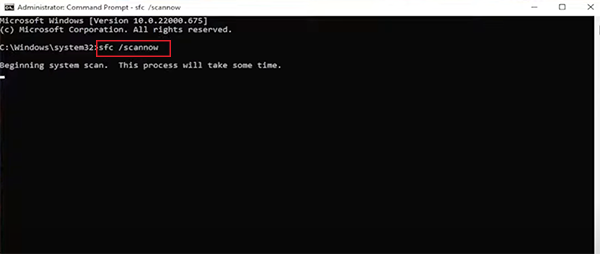 Type sfc scannow in the Command Prompt