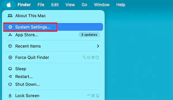 Apple Menu System Settings