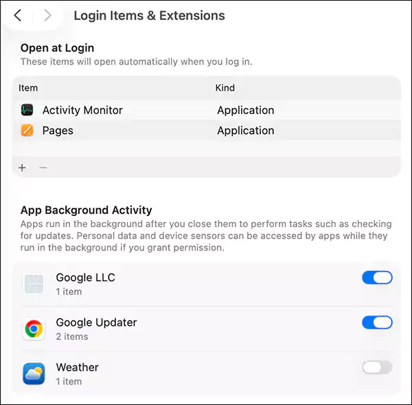 Check Login Items