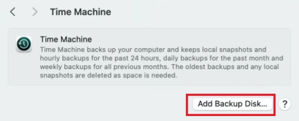 Click on Add Backup Disk