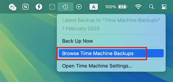 Click on Browse Time Machine Backups