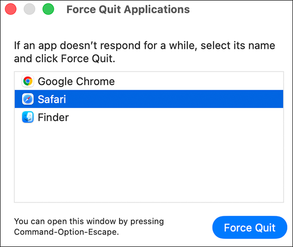 Click on Force Quit.