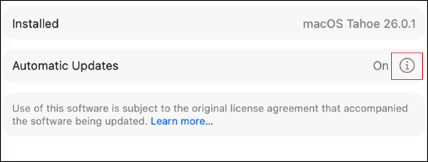 Click on the “i” button next to Automatic Updates
