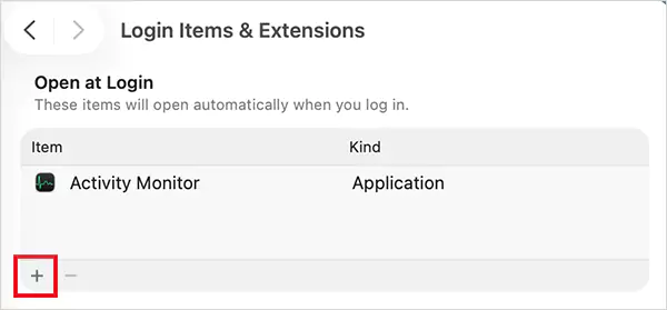 Click on the plus icon
