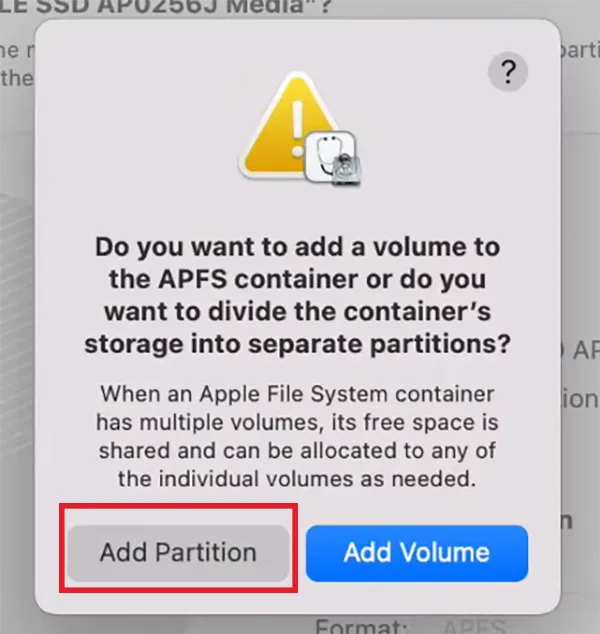 Click the Add Partition button