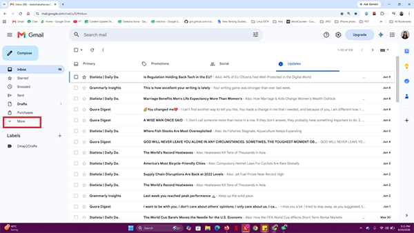 Click the More in the left sidebar