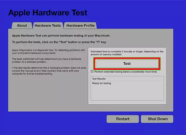 Click the Test button