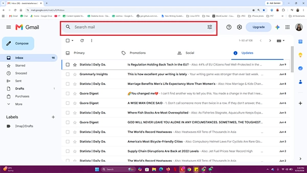 Click the search bar