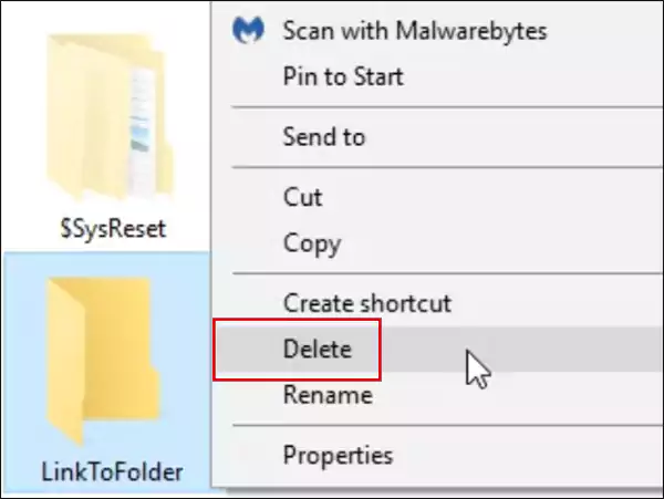 Delete a symlink