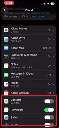Disable app data