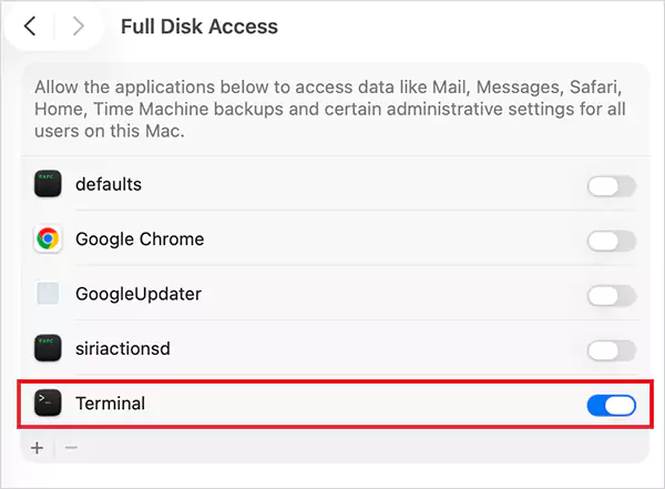Enable Terminal