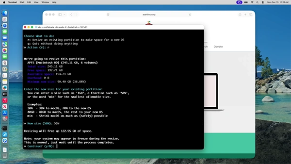  Enter the smallest allowable size for Linux