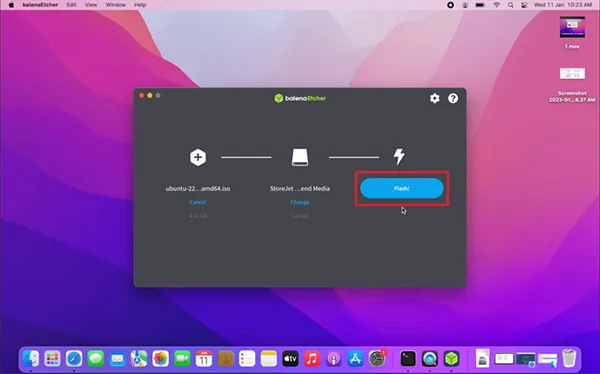 Flash Ubuntu into the USB drive