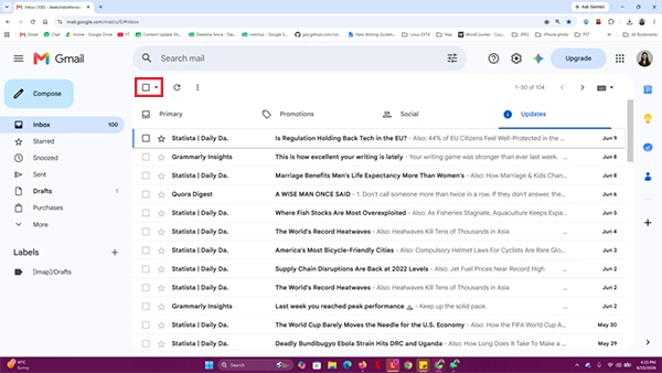 Locate the master checkbox
