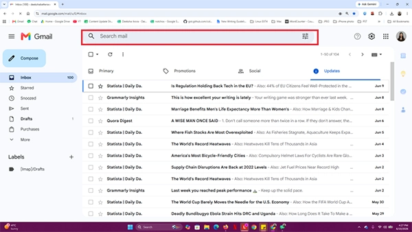 Look for the search bar
