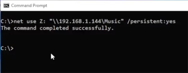 Map a network drive from Command Prompts