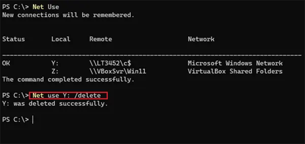 Remap or remove a network drive