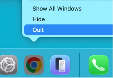 Right-click the app and choose Quit