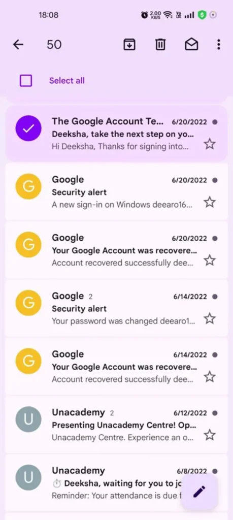 Scroll down to load more emails