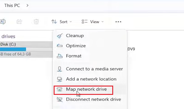 Select Map Network Drive