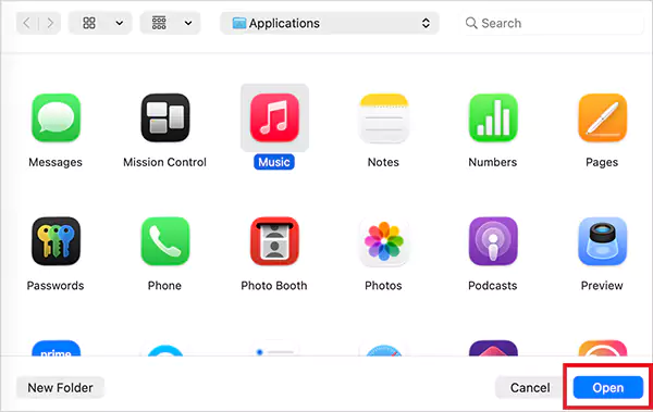 Select the app you want to add and click on Open