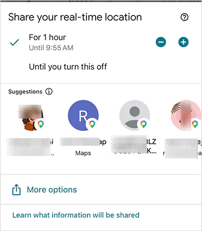 Share your location on Google Maps