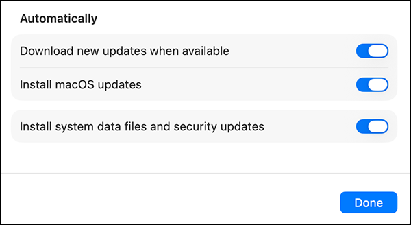 Turn on the update options