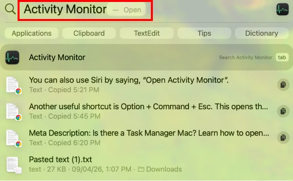 Type Activity Monitor