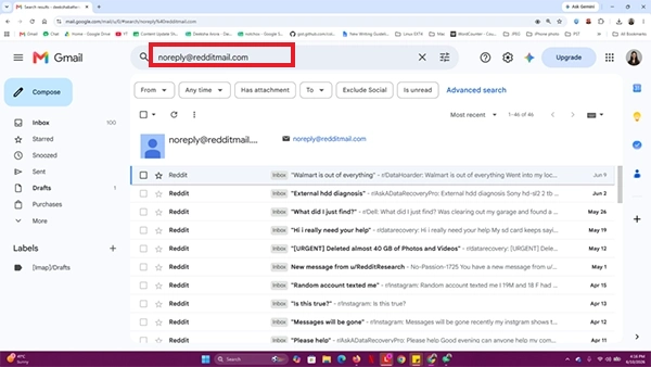 Type senders gmail in the search bar