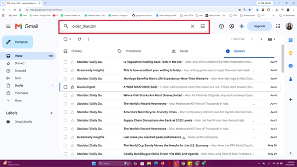 Type the search query in the search bar