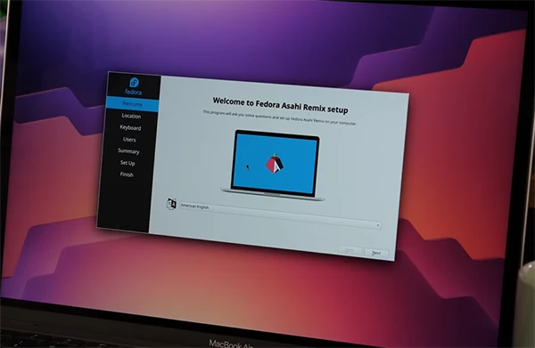 Welcome to Fedora Asahi Remix setup screen
